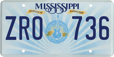 MS license plate ZRO736