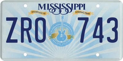 MS license plate ZRO743
