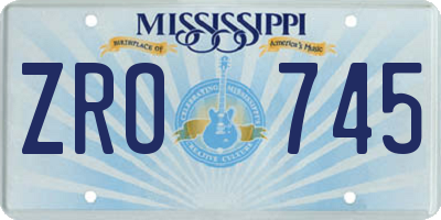 MS license plate ZRO745