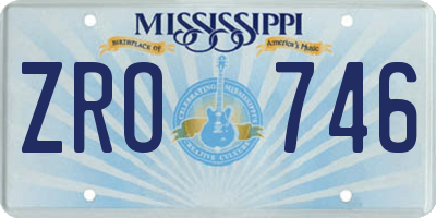 MS license plate ZRO746