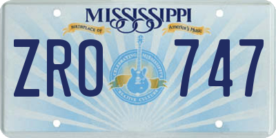 MS license plate ZRO747