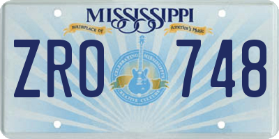 MS license plate ZRO748