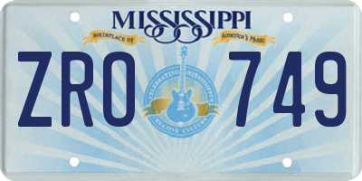 MS license plate ZRO749