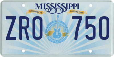 MS license plate ZRO750