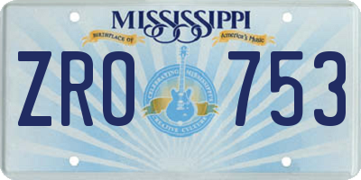 MS license plate ZRO753