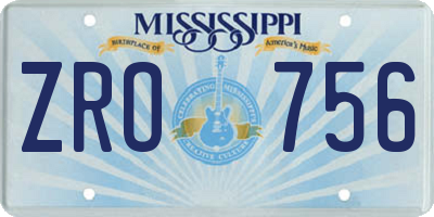 MS license plate ZRO756