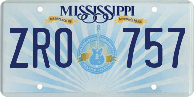 MS license plate ZRO757