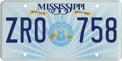 MS license plate ZRO758