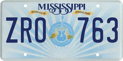 MS license plate ZRO763
