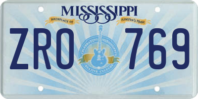 MS license plate ZRO769