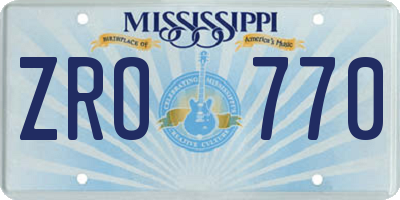 MS license plate ZRO770