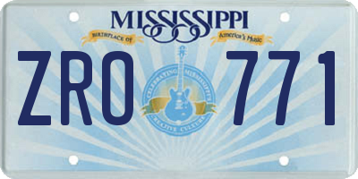 MS license plate ZRO771