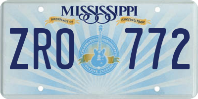 MS license plate ZRO772
