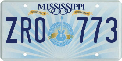 MS license plate ZRO773