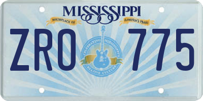 MS license plate ZRO775