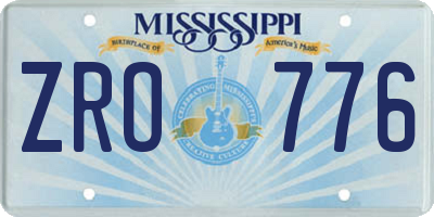 MS license plate ZRO776