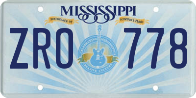 MS license plate ZRO778