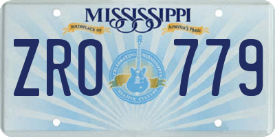 MS license plate ZRO779