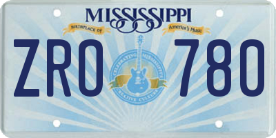 MS license plate ZRO780