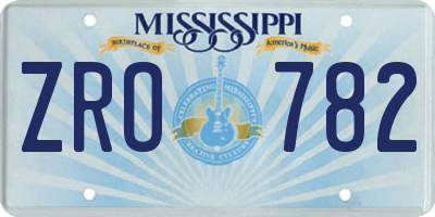MS license plate ZRO782