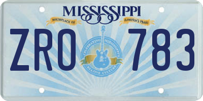 MS license plate ZRO783