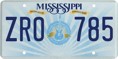 MS license plate ZRO785