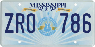 MS license plate ZRO786
