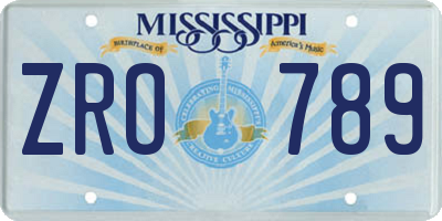 MS license plate ZRO789