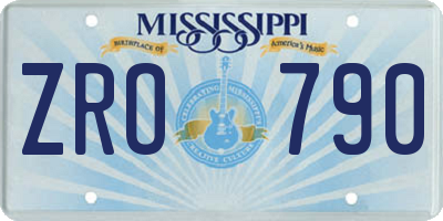 MS license plate ZRO790