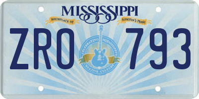 MS license plate ZRO793