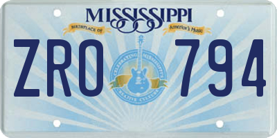 MS license plate ZRO794