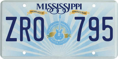 MS license plate ZRO795