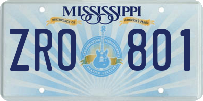 MS license plate ZRO801