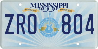 MS license plate ZRO804