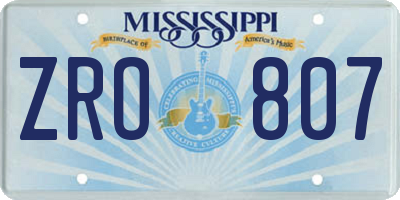 MS license plate ZRO807