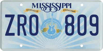 MS license plate ZRO809