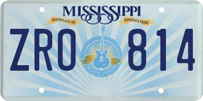 MS license plate ZRO814