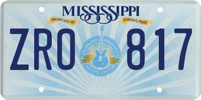 MS license plate ZRO817