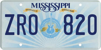 MS license plate ZRO820
