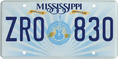 MS license plate ZRO830