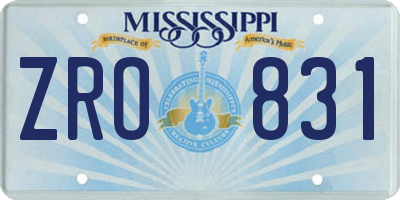 MS license plate ZRO831