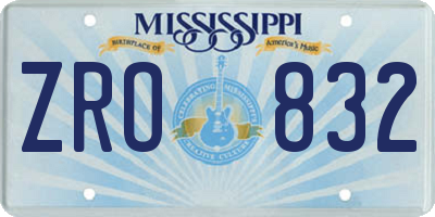 MS license plate ZRO832