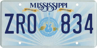 MS license plate ZRO834