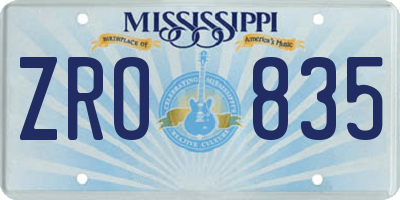 MS license plate ZRO835