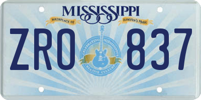 MS license plate ZRO837