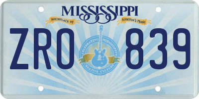 MS license plate ZRO839