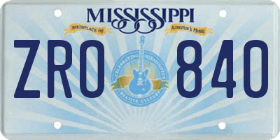 MS license plate ZRO840
