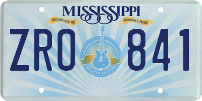 MS license plate ZRO841