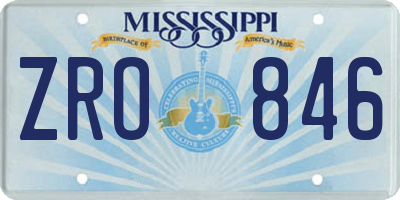 MS license plate ZRO846