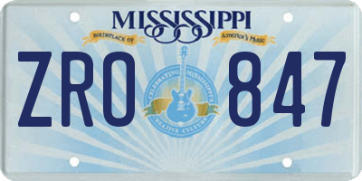 MS license plate ZRO847